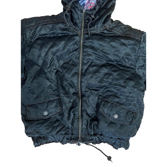 Vintage 90s Triple Fat Goose Down Reversible Satin Bomber Coat Jacket Womens XL - Picture 3 of 13